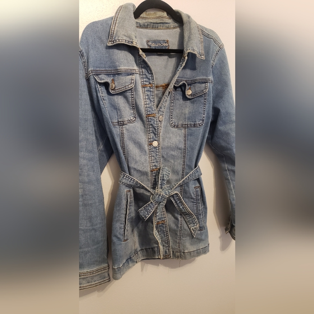 Maurices Jean Jacket with Waist Tie Detail